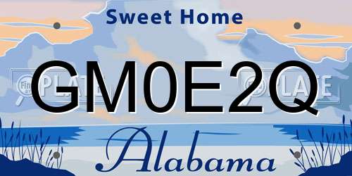 GM0E2Q Alabama License Plate