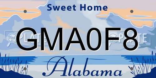 GMA0F8 Alabama License Plate