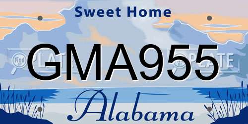 GMA955 Alabama License Plate