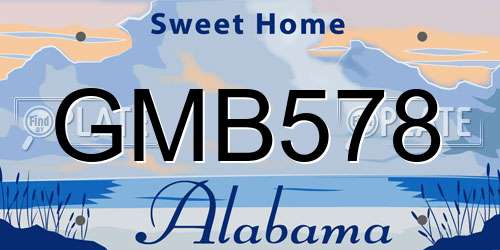 GMB578 Alabama License Plate
