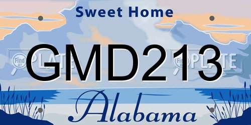 GMD213 Alabama License Plate