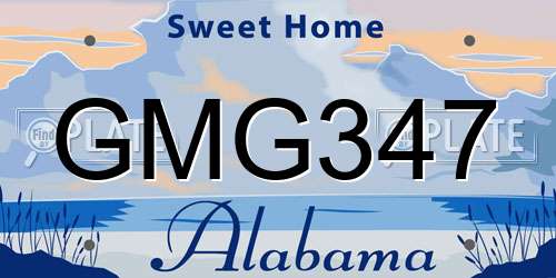 GMG347 Alabama License Plate