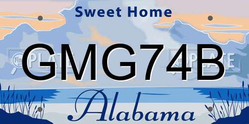 GMG74B Alabama License Plate