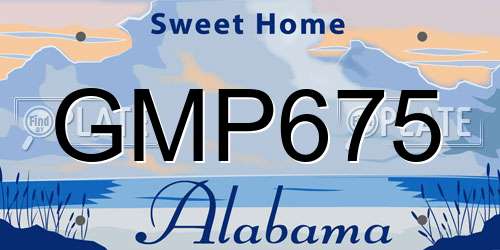 GMP675 Alabama License Plate