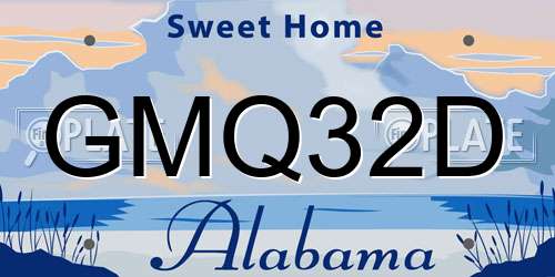 GMQ32D Alabama License Plate