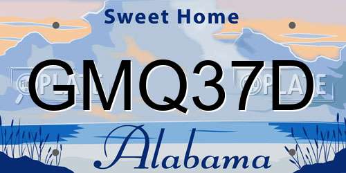 GMQ37D Alabama License Plate
