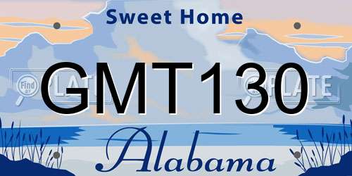 GMT130 Alabama License Plate