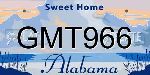 GMT966 Alabama License Plate
