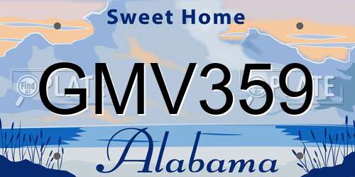 GMV359 Alabama License Plate