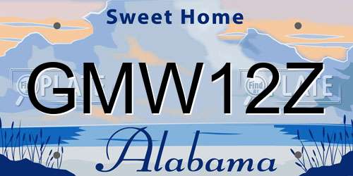 GMW12Z Alabama License Plate
