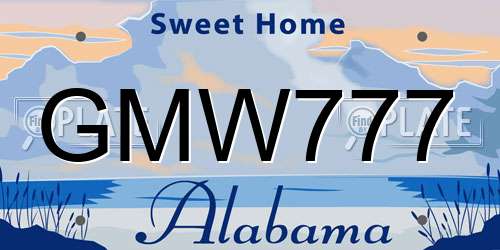 GMW777 Alabama License Plate