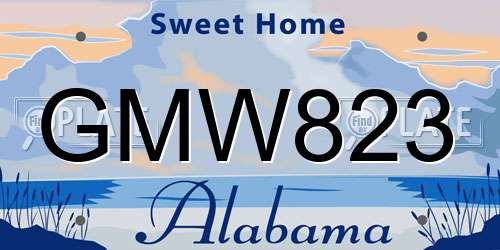 GMW823 Alabama License Plate