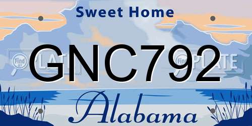 GNC792 Alabama License Plate
