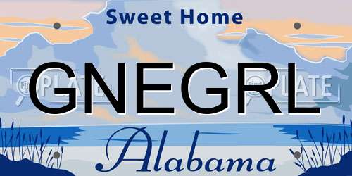 GNEGRL Alabama License Plate