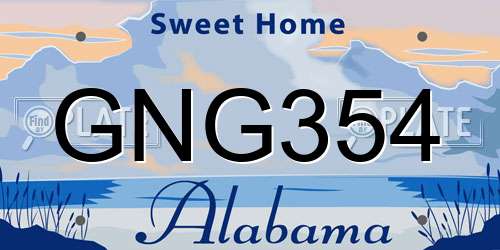 GNG354 Alabama License Plate
