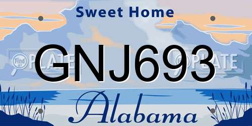 GNJ693 Alabama License Plate