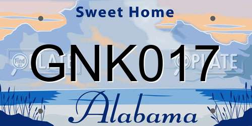 GNK017 Alabama License Plate