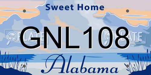 GNL108 Alabama License Plate