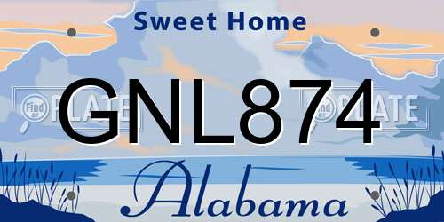GNL874 Alabama License Plate