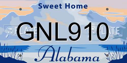 GNL910 Alabama License Plate