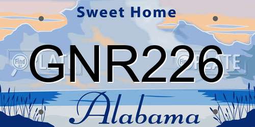 GNR226 Alabama License Plate