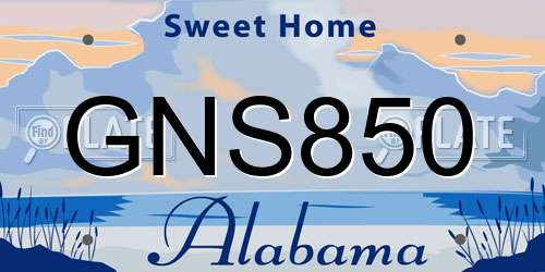 GNS850 Alabama License Plate