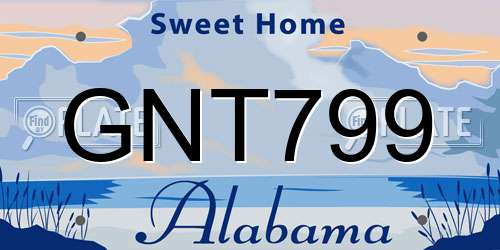 GNT799 Alabama License Plate
