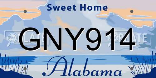 GNY914 Alabama License Plate
