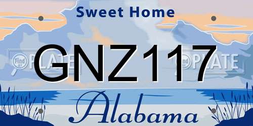 GNZ117 Alabama License Plate