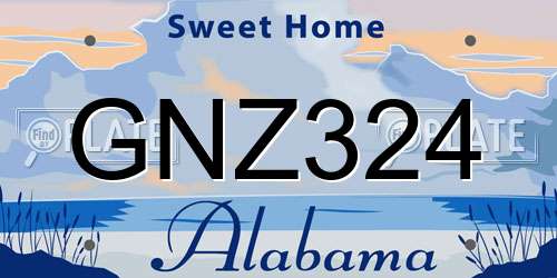 GNZ324 Alabama License Plate