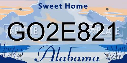 GO2E821 Alabama License Plate