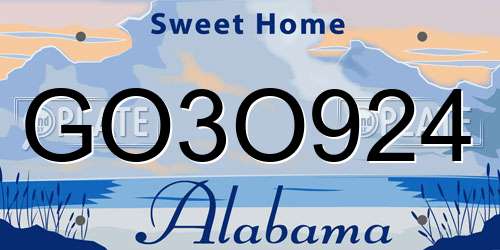 GO3O924 Alabama License Plate