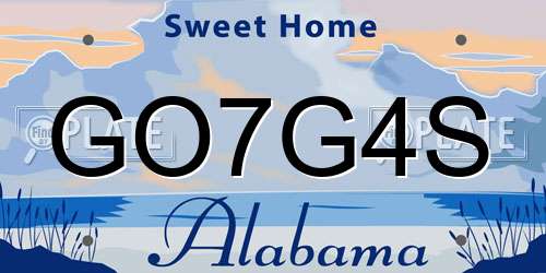 GO7G4S Alabama License Plate