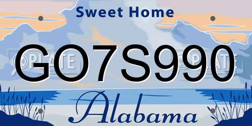 GO7S990 Alabama License Plate