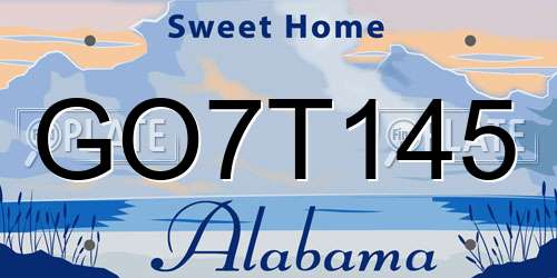 GO7T145 Alabama License Plate