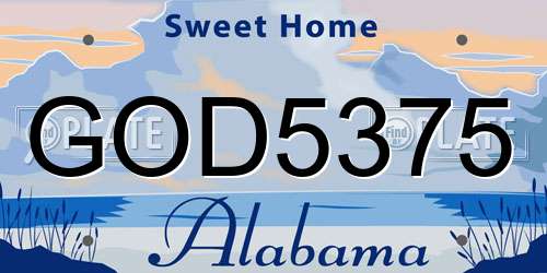 GOD5375 Alabama License Plate