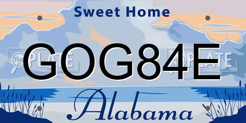 GOG84E Alabama License Plate