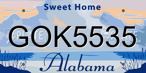 GOK5535 Alabama License Plate
