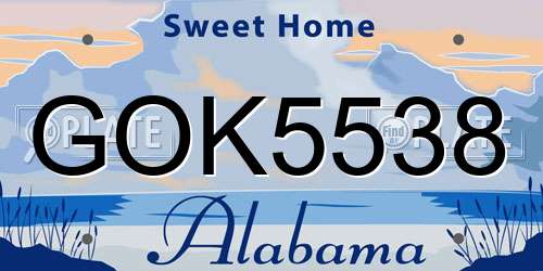 GOK5538 Alabama License Plate