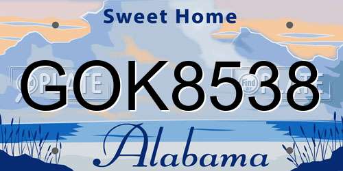 GOK8538 Alabama License Plate