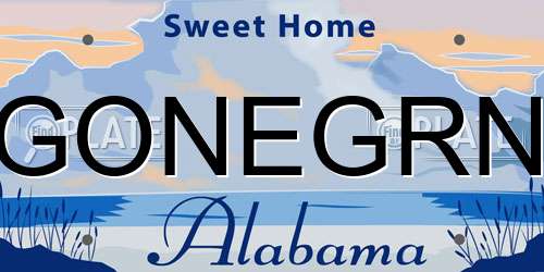 GONEGRN Alabama License Plate