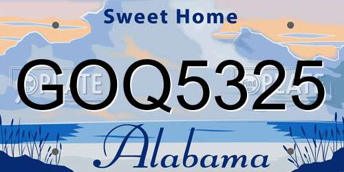 GOQ5325 Alabama License Plate