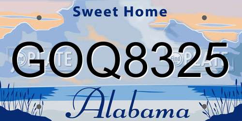 GOQ8325 Alabama License Plate