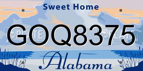 GOQ8375 Alabama License Plate