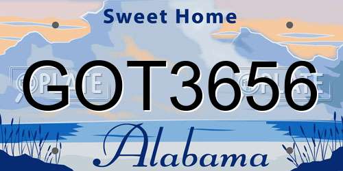 GOT3656 Alabama License Plate