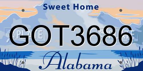 GOT3686 Alabama License Plate