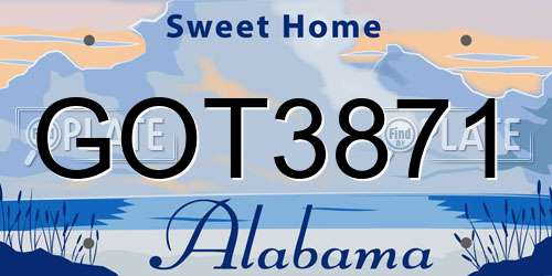 GOT3871 Alabama License Plate