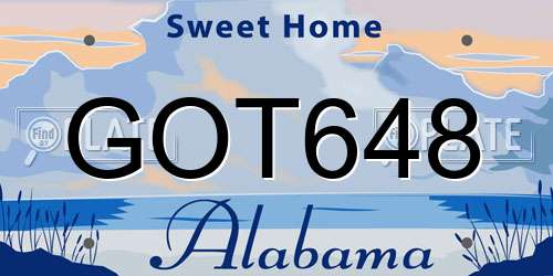 GOT648 Alabama License Plate