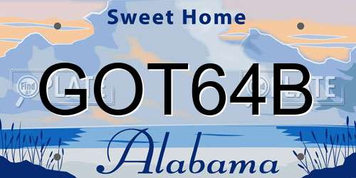 GOT64B Alabama License Plate