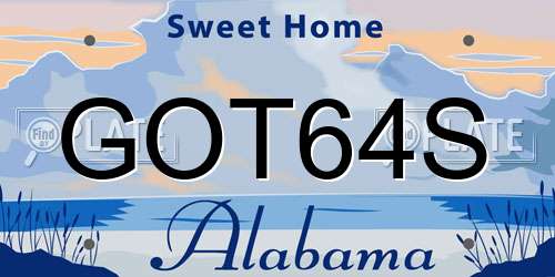 GOT64S Alabama License Plate